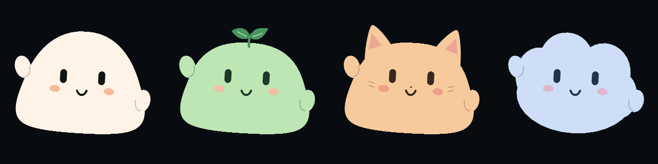 Mochi, Sprout, Peach, and Nimbus